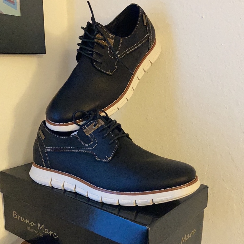 Black Leather Loafers With white soles